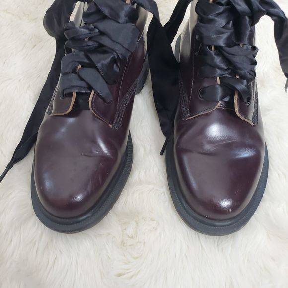 Dr. Martens Made in England Cherry Red Lace Up Combat Boots - Picture 7 of 16